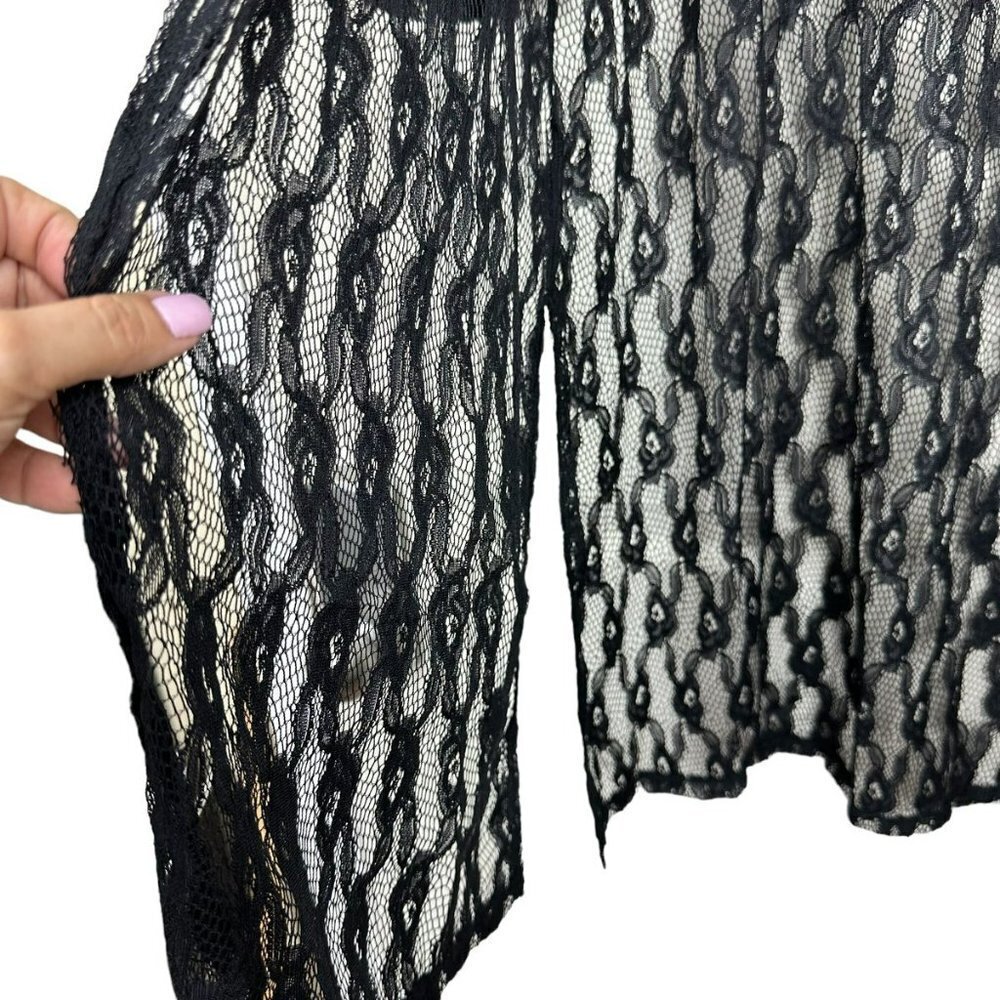 Love Ryan Black Lace Kimono Cardigan Women's Size Large‎ Open Front Rose Floral - Picture 6 of 10